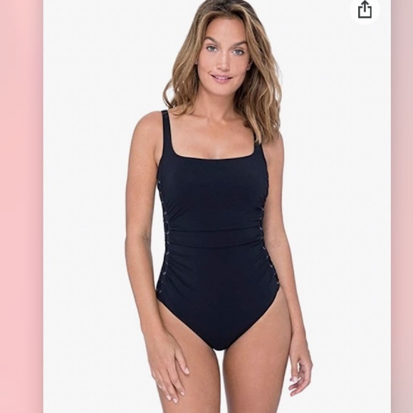 NWT Profile by Gottex Side Detail Scoop Neck One Piece Swimsuit Size 6 - Picture 2 of 13